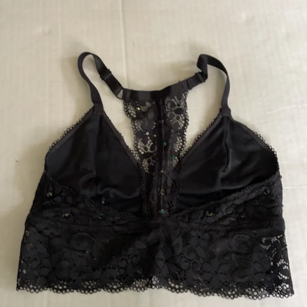 Black dance costume top bralette black lace racer back adjustable strap XS